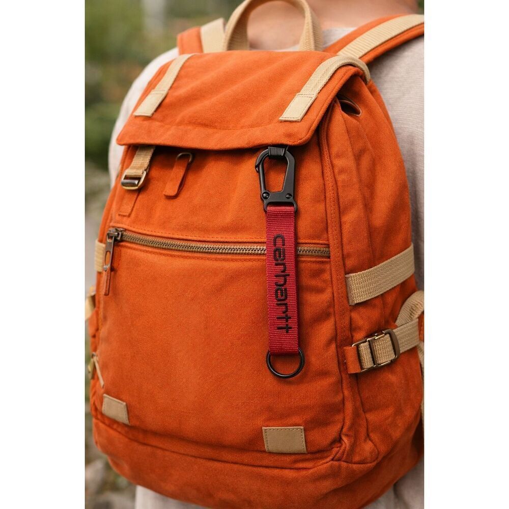 Carhartt WIP Jaden Keyholder Scarlet Red Logo Webbing Clip Keychain, New